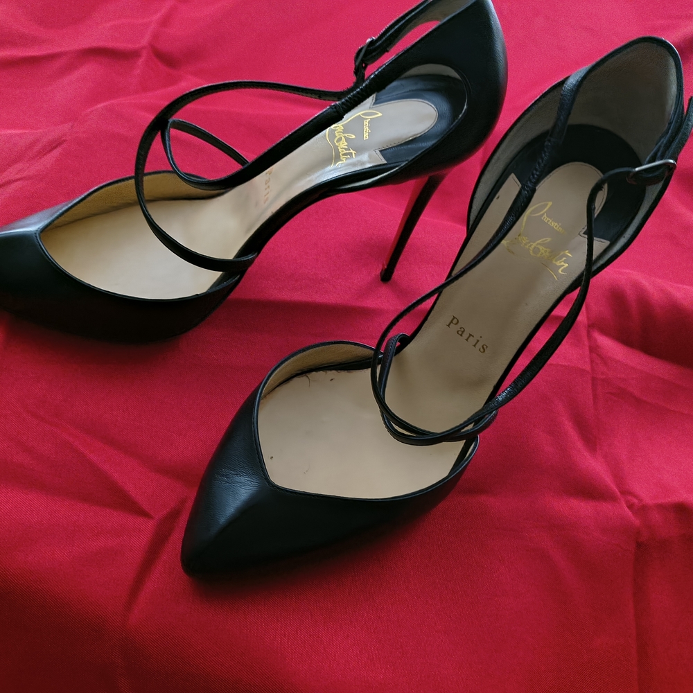 Christian Louboutin Black Strappy Women's Shoes - Picture 5 of 5